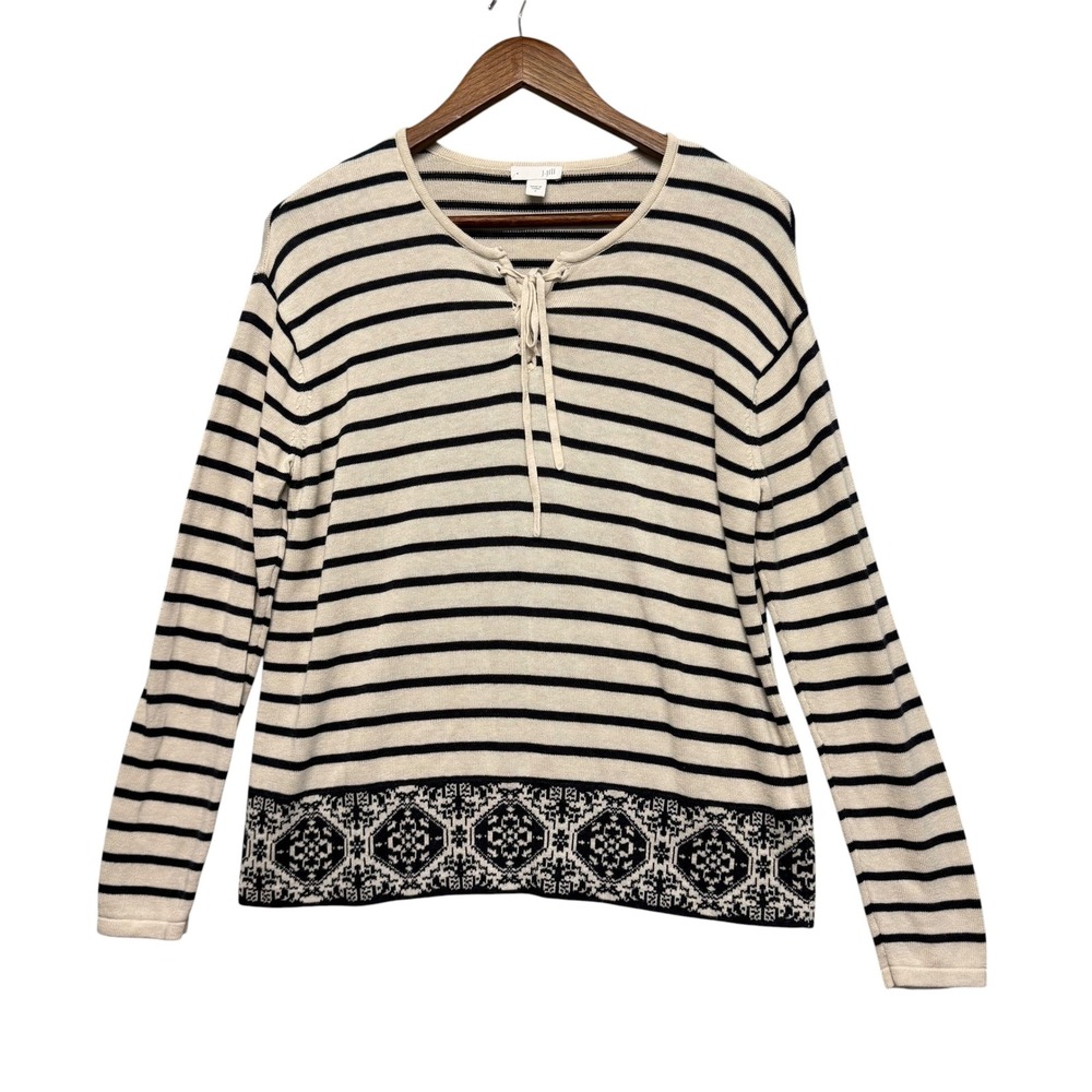 J. Jill Sweater Top Womens‎ S Navy Striped Pullover Nautical Minimalist Coastal